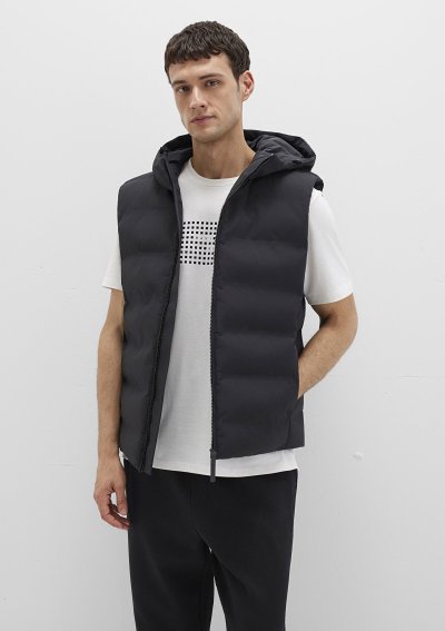 KAPÜŞONLU YELEK Jet Siyah