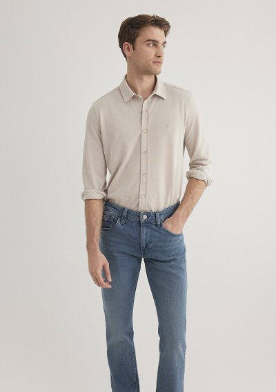 UZUN KOL GÖMLEK  Soluk Toz Beji