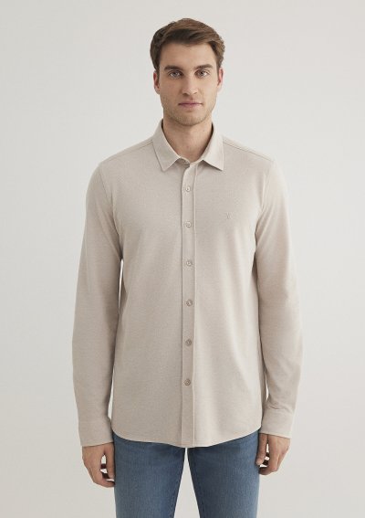 UZUN KOL GÖMLEK  Soluk Toz Beji