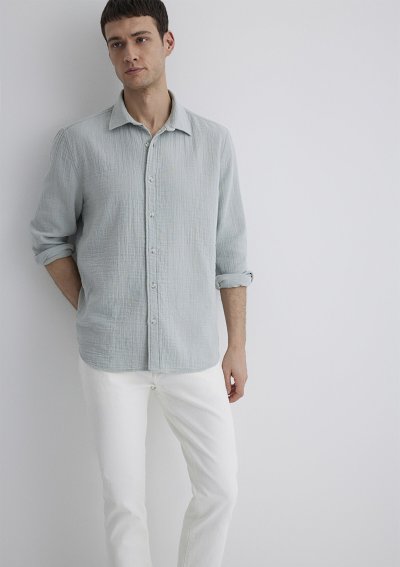 UZUN KOL GÖMLEK Sis Yeşil