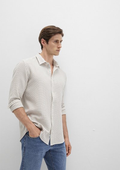 ÇİZGİLİ GÖMLEK ZEMIN KIRIK BEYAZ ÇİZGİ R