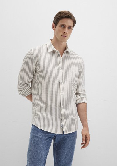 ÇİZGİLİ GÖMLEK ZEMIN KIRIK BEYAZ ÇİZGİ R