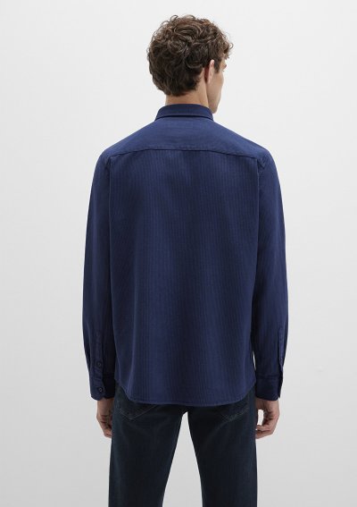 ÇİZGİLİ GÖMLEK İndigo zemin üzeri Night