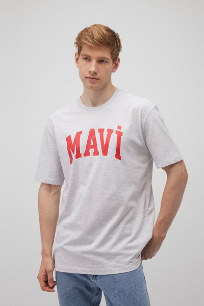 MAVİ LOGO TİŞÖRT Kar Gri MelanJ
