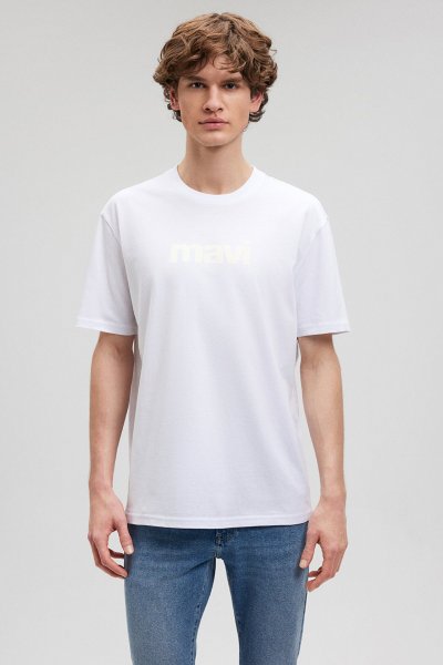 MAVİ LOGO TİŞÖRT Beyaz