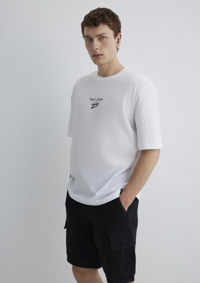 MAVİ MİNİMAL LOGO TİŞÖRT Beyaz