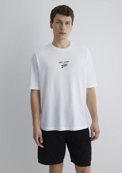 MAVİ MİNİMAL LOGO TİŞÖRT Beyaz