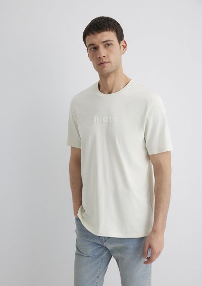 MAVİ BASKILI TİŞÖRT Sisli Gri