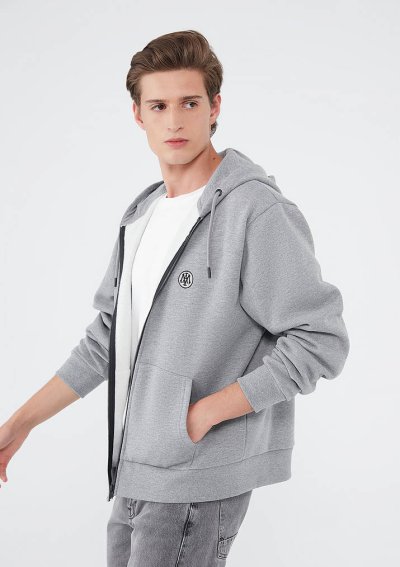 FERMUARLI SWEATSHIRT Gri Melanj