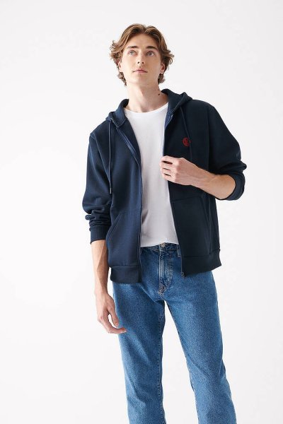 FERMUARLI SWEATSHIRT Gece Lacivert