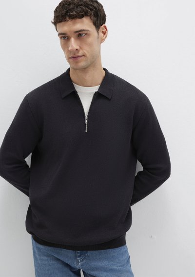 HALF ZIP KAZAK Siyah
