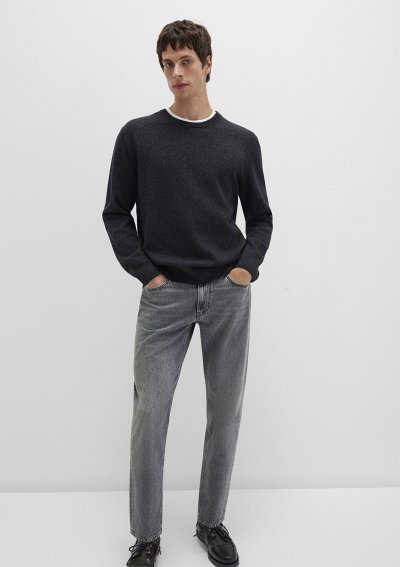 BİSİKLET YAKA KAZAK Koyu Antrasit Melanj