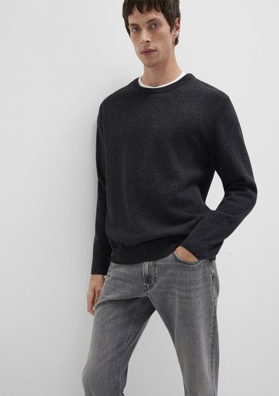 BİSİKLET YAKA KAZAK Koyu Antrasit Melanj