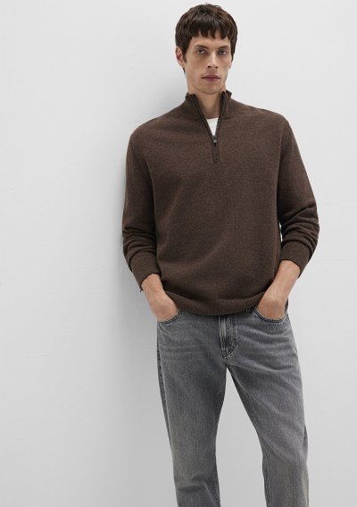 HALF ZIP KAZAK Seal Brown