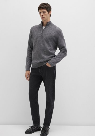 HALF ZIP KAZAK Koyu Gri Melanj