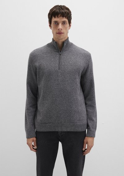 HALF ZIP KAZAK Koyu Gri Melanj