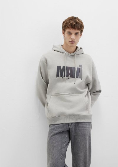MAVİ BASKILI SWEATSHIRT Mineral Gri