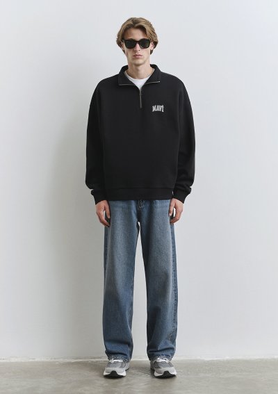 YARIM FERMUARLI SWEATSHIRT Siyah