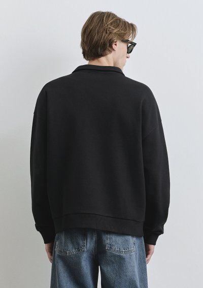 YARIM FERMUARLI SWEATSHIRT Siyah