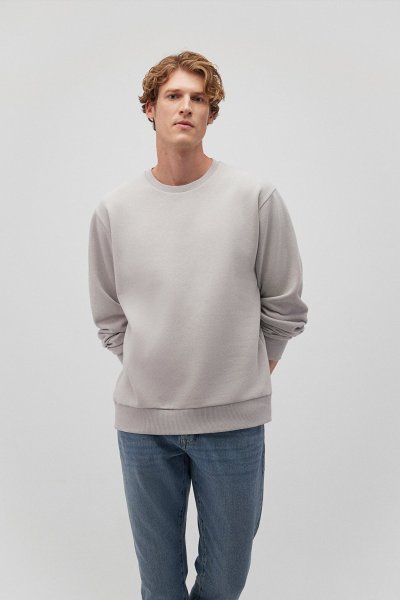 BİSİKLET YAKA SWEATSHIRT  Açık Gri