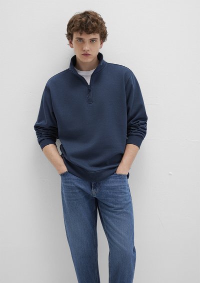 YARIM FERMUARLI SWEATSHIRT Gece Lacivert