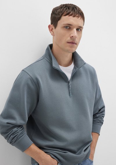 YARIM FERMUARLI SWEATSHIRT Fırtına Gri