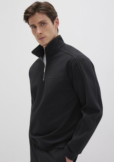 HALF ZIP SWEATSHIRT  Siyah