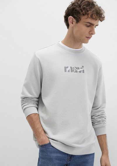 MAVİ BASKILI SWEATSHIRT Açık Gri