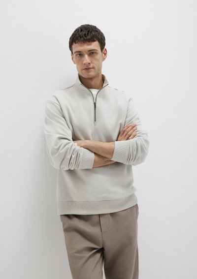 HALF ZIP SWEATSHIRT Açık Gri