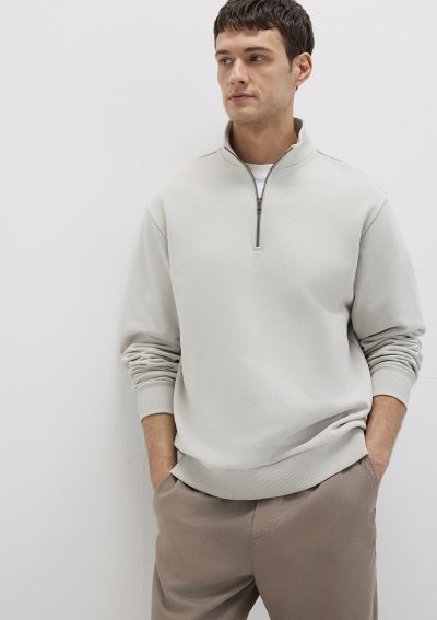 HALF ZIP SWEATSHIRT Açık Gri