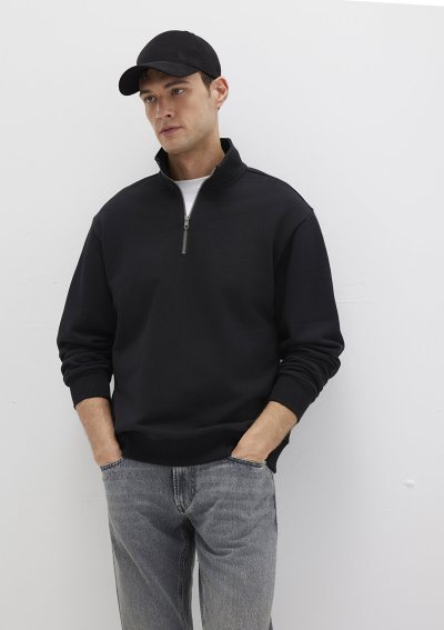 HALF ZIP SWEATSHIRT Siyah