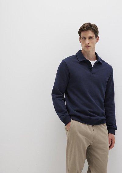 YARIM DÜĞMELİ SWEATSHIRT Koyu Lacivert