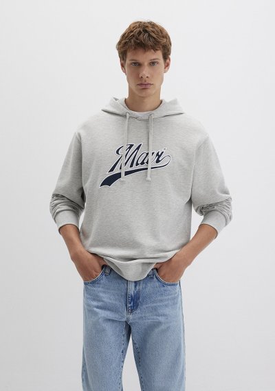 MAVİ LOGO KAPÜŞONLU SWEATSHIRT Gri Melan