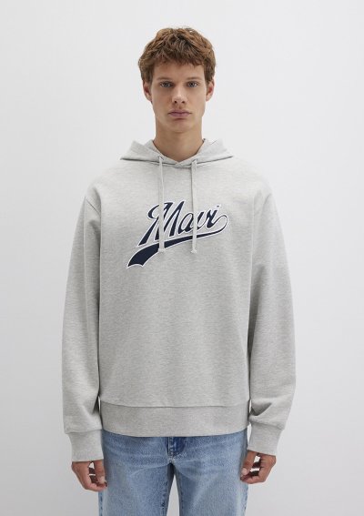 MAVİ LOGO KAPÜŞONLU SWEATSHIRT Gri Melan