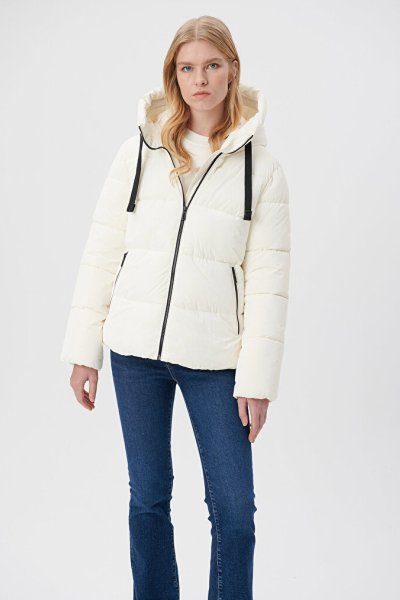 KAPÜŞONLU CEKET Toz Beyaz