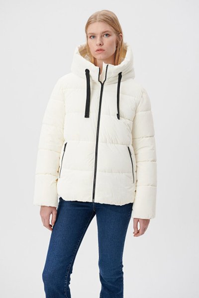 KAPÜŞONLU CEKET Toz Beyaz