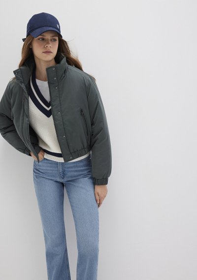 BASKILI CEKET Yosun Yeşili