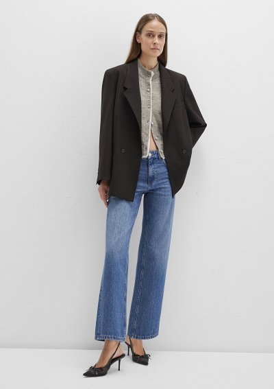 DOKUMA BLAZER CEKET Kahverengi Çizgili