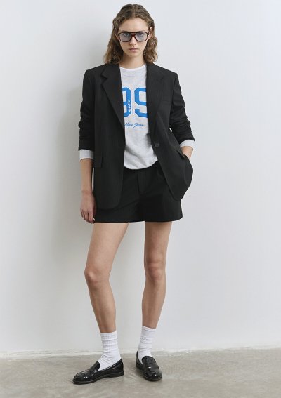 DOKUMA BLAZER CEKET Siyah Beyaz Çizgili