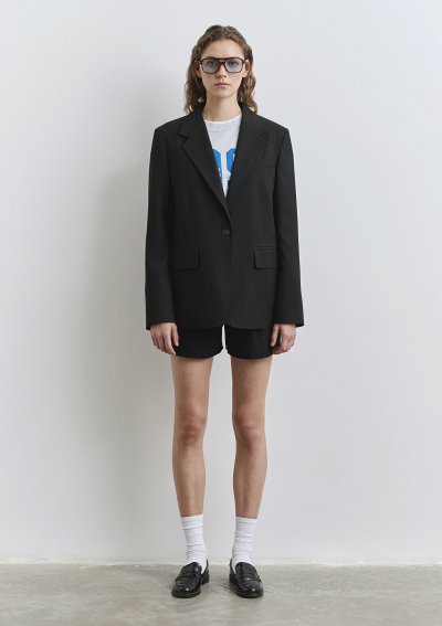 DOKUMA BLAZER CEKET Siyah Beyaz Çizgili