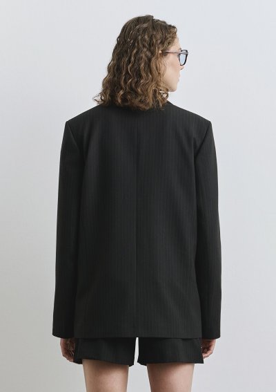 DOKUMA BLAZER CEKET Siyah Beyaz Çizgili