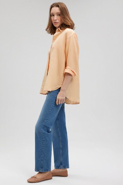 UZUN KOLLU GÖMLEK Caramel Cream