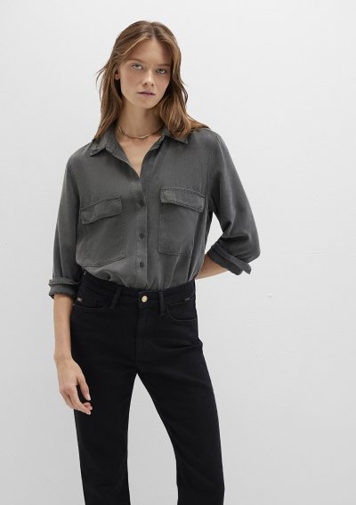 UZUN KOLLU GÖMLEK Koyu Gölge Gri