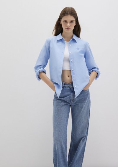 UZUN KOLLU GÖMLEK Bebe Mavisi