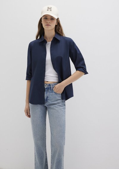 UZUN KOLLU GÖMLEK Koyu Lacivert