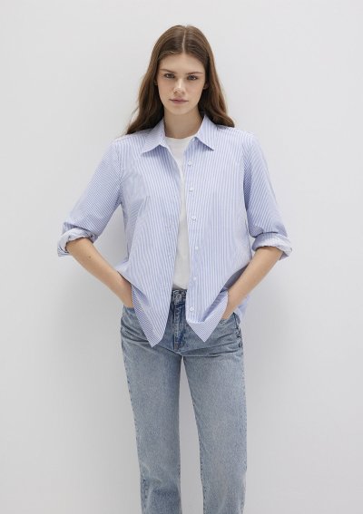 UZUN KOLLU GÖMLEK Açık Mavi Çizgili