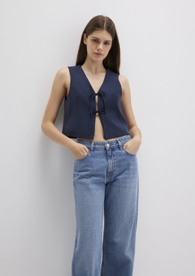 DOKUMA KOLSUZ BLUZ Koyu Lacivert