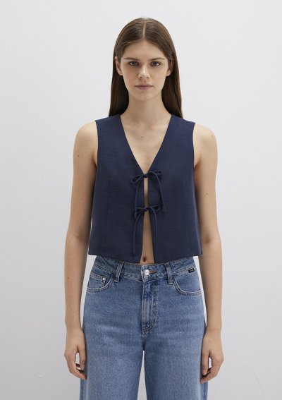 DOKUMA KOLSUZ BLUZ Koyu Lacivert