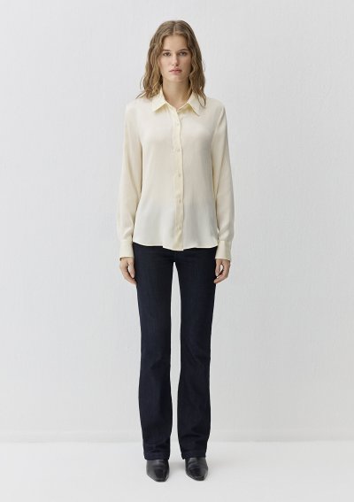 UZUN KOLLU DOKUMA GÖMLEK  Açık Ekru