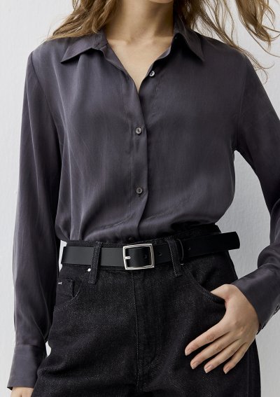 UZUN KOLLU DOKUMA GÖMLEK  Kömür